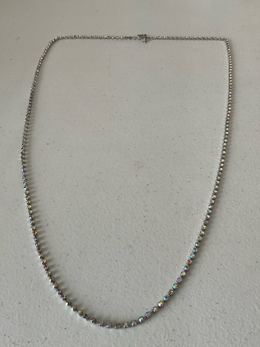 Silver Aurora Crystal Tennis Necklace